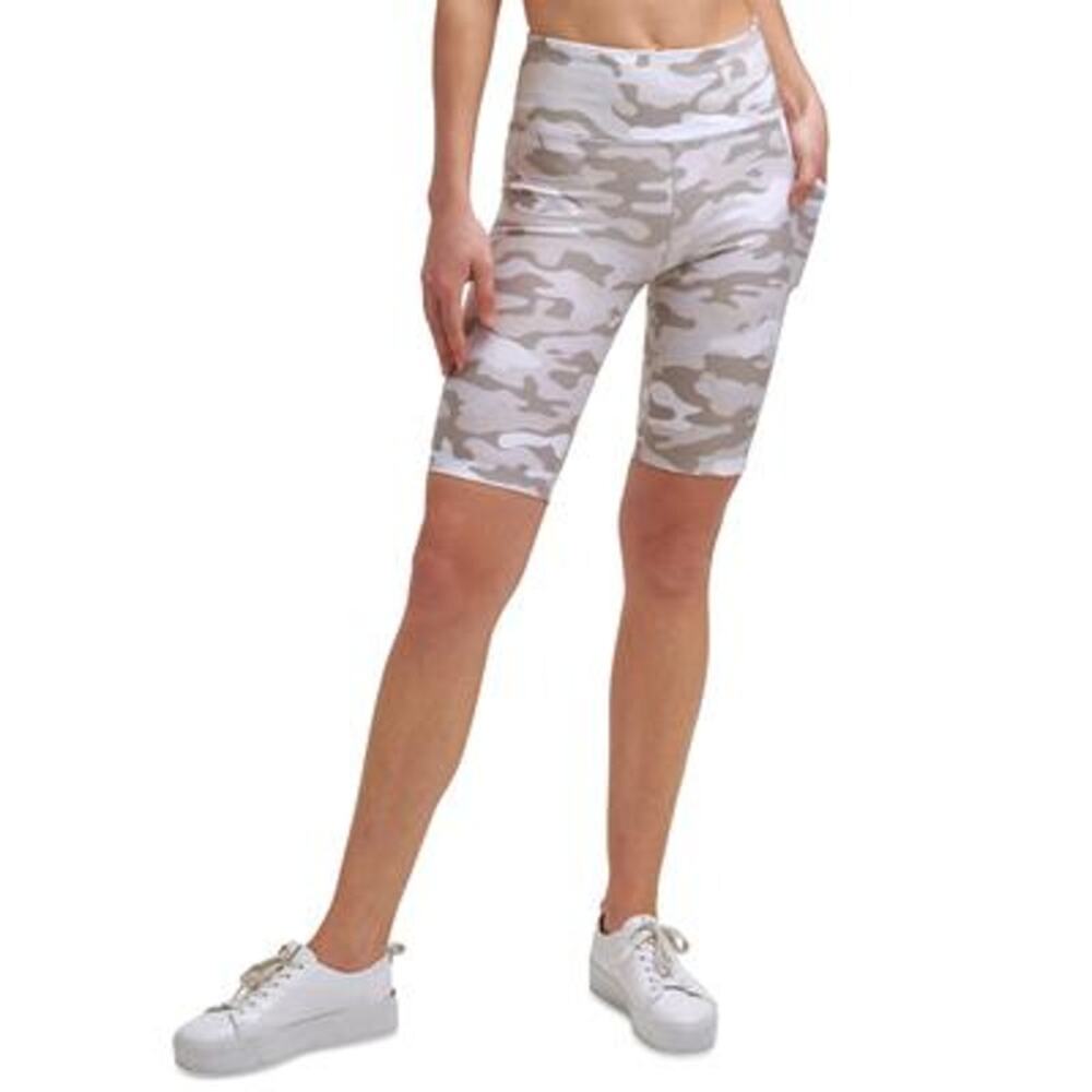 Calvin Klein Performance High-Waist Bike Shorts 9" tan camo XS